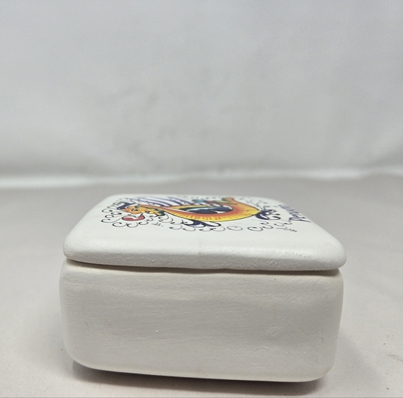 Italian Dragon Perugia Trinket Square Dish Hand Made & Painted Vibrant Unique - Picture 5 of 11